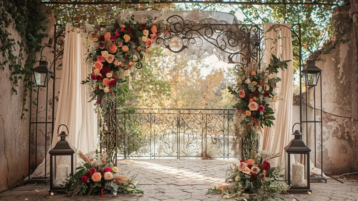 Vintage Wedding Style with an Iron Arch Backdrop Stand - Wedding Arch Backdrop Stands | Laravel