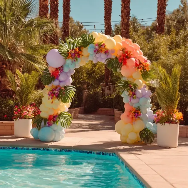 Summer Pool Parties with a Vibrant Arch Backdrop Stand - Party and Event Backdrop Stands | Laravel