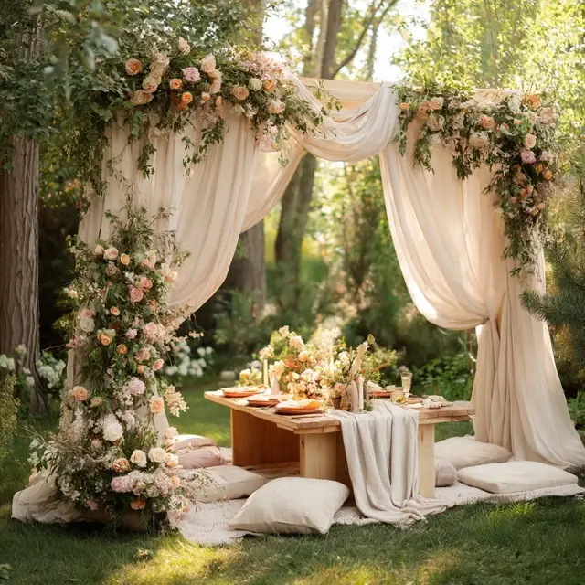 Garden Picnics Made Elegant with an Arch Backdrop Stand - Party and Event Backdrop Stands | Laravel