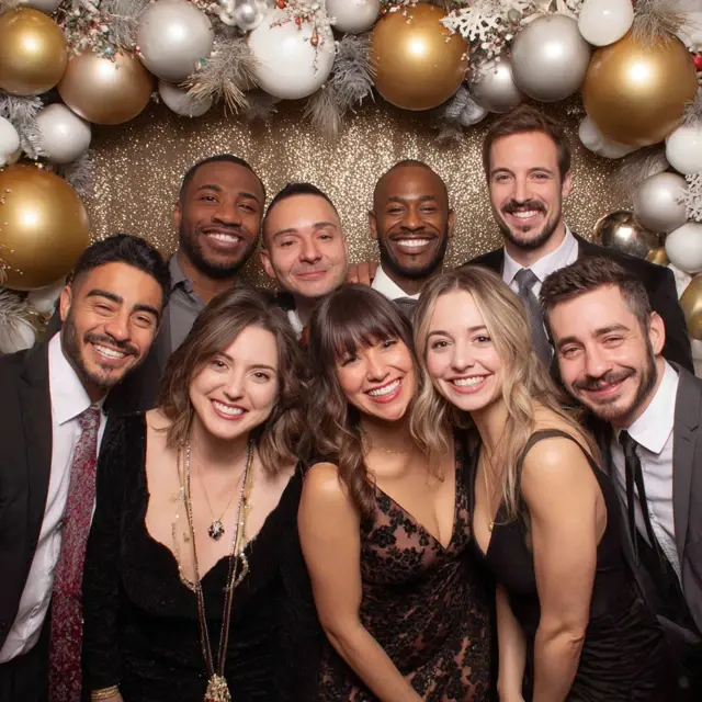 Holiday Party Booths with a Gold Arch Backdrop Stand - Photo Booth and Photography Backdrops | Laravel