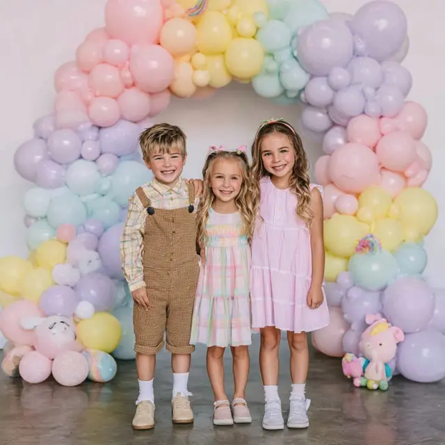 Kids’ Birthday Photo Booth with a Pastel Arch Backdrop Stand - Photo Booth and Photography Backdrops | Laravel