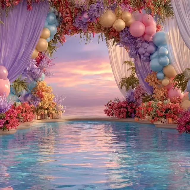 Poolside Parties Enhanced with an Arch Backdrop Stand - Outdoor Arch Backdrop Stands | Laravel