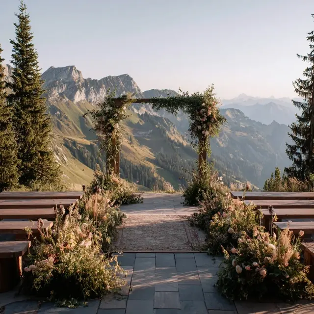 Mountain Views Framed by an Arch Backdrop Stand - Outdoor Arch Backdrop Stands | Laravel