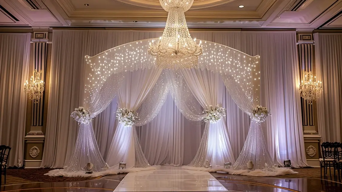 Premium Arch Backdrop Stand Designs with Crystal Accents - Luxury and Premium Arch Backdrops | Laravel