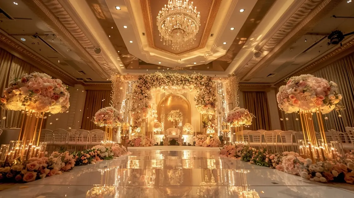 Gold-Plated Arch Backdrop Stand Ideas for Glam Weddings - Luxury and Premium Arch Backdrops | Laravel