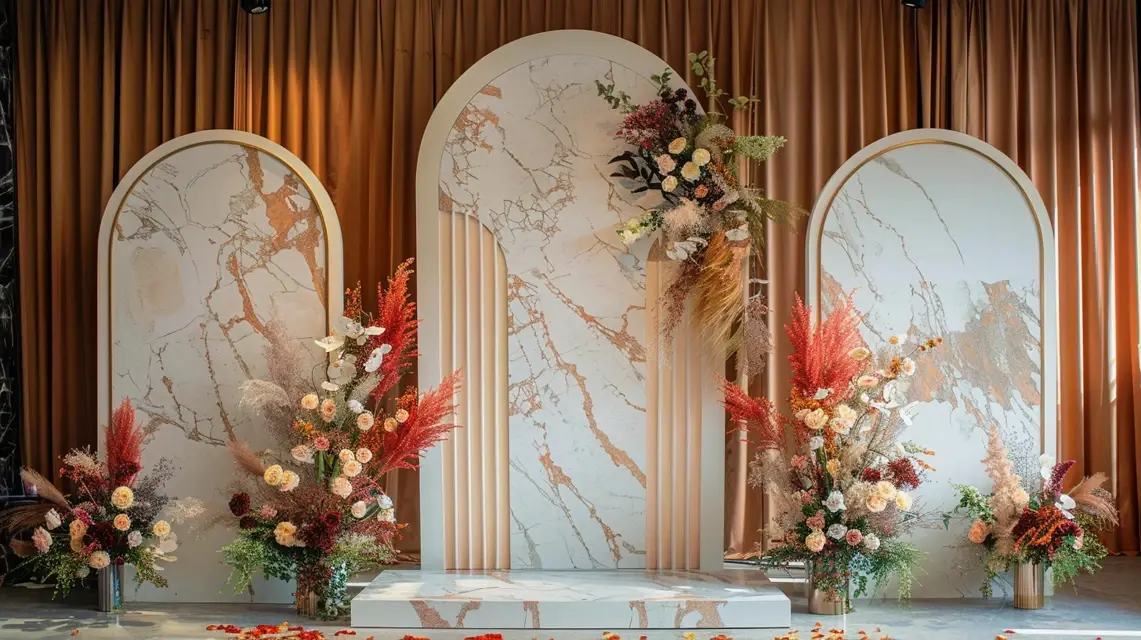 Arch Backdrop Stand Designs with Marble-Inspired Finishes - Luxury and Premium Arch Backdrops | Laravel