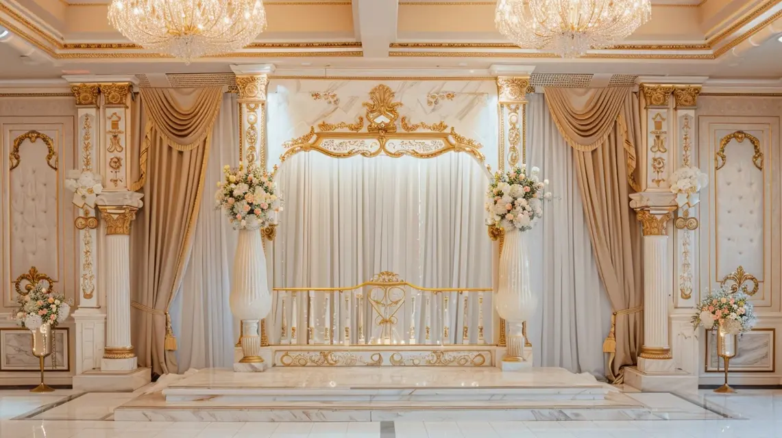 Arch Backdrop Stand Styles with Ornate Gold Leaf Detail - Luxury and Premium Arch Backdrops | Laravel