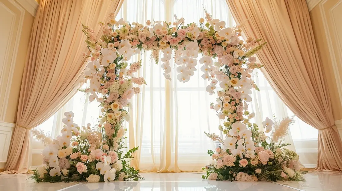 Arch Backdrop Stand with Cascading Floral Luxury Looks - Luxury and Premium Arch Backdrops | Laravel