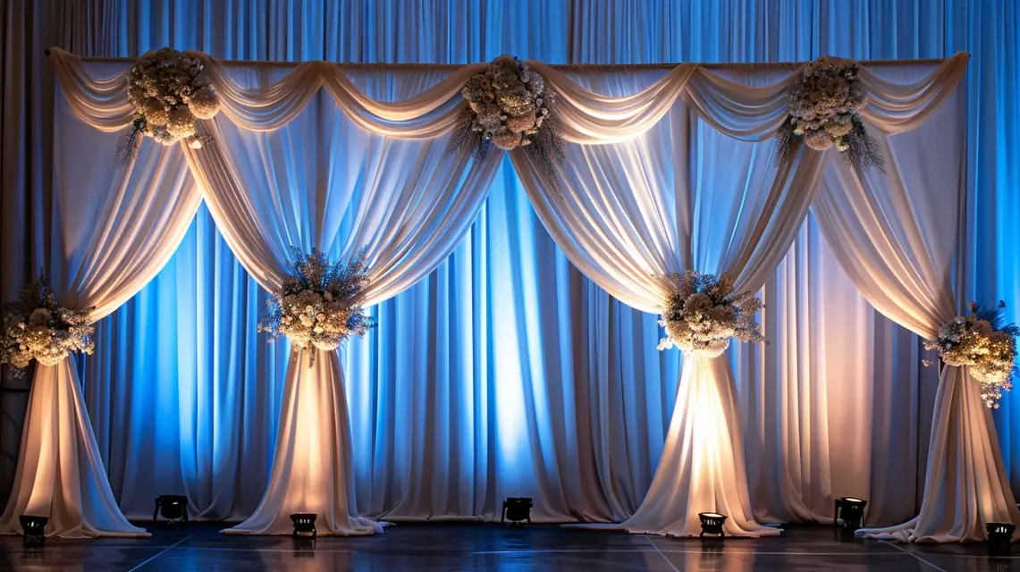 Arch Backdrop Stand Designs with Luxurious Silk Drapes - Luxury and Premium Arch Backdrops | Laravel