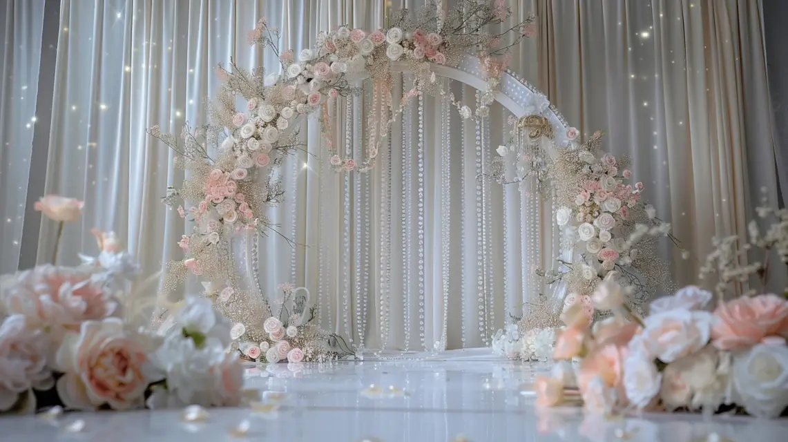 Luxury Arch Backdrop Stand Styles with Pearl Accents - Luxury and Premium Arch Backdrops | Laravel