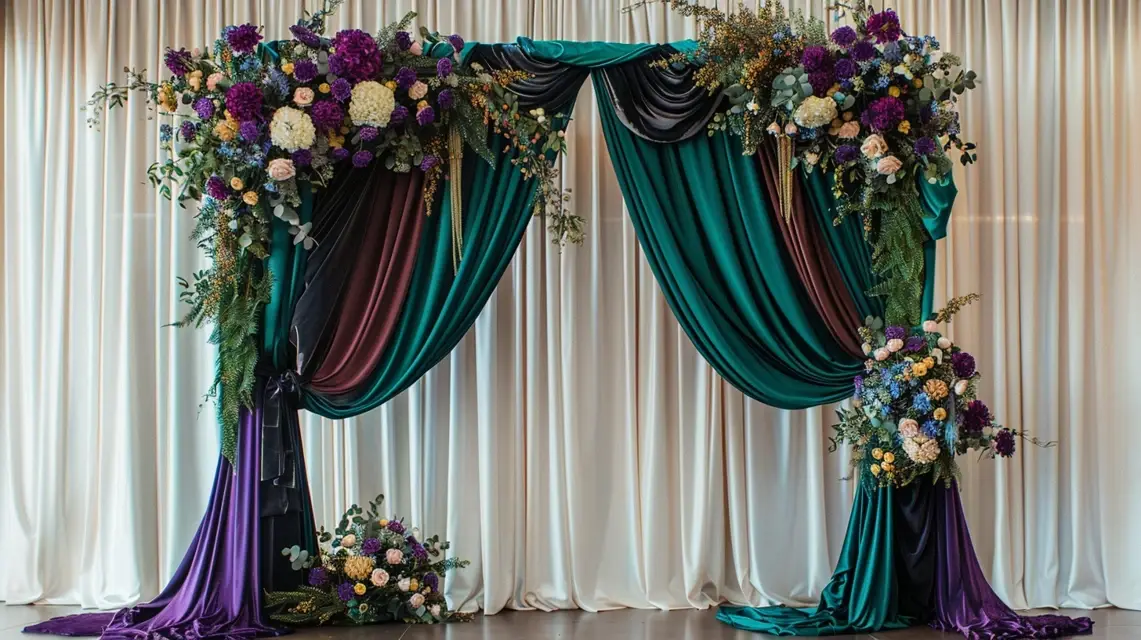 Premium Arch Backdrop Stand Ideas with Jewel Tones - Luxury and Premium Arch Backdrops | Laravel