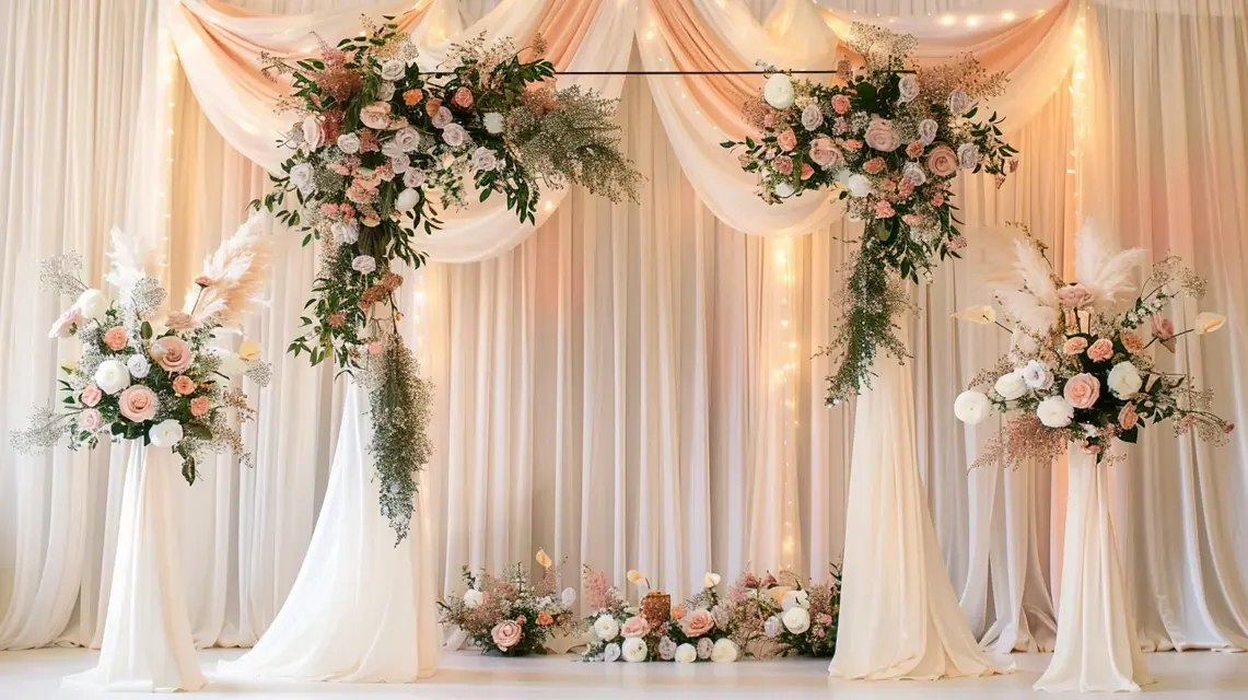 Luxury Arch Backdrop Stand with Rose Gold Accents - Luxury and Premium Arch Backdrops | Laravel